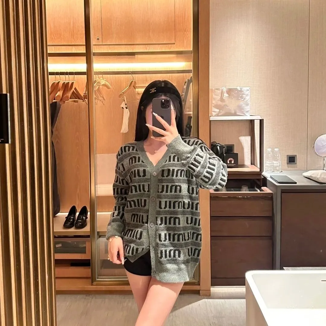 レトロ アルファベット 高品質 合わせやすい 着心地良い トレンド ニット カーディガン
