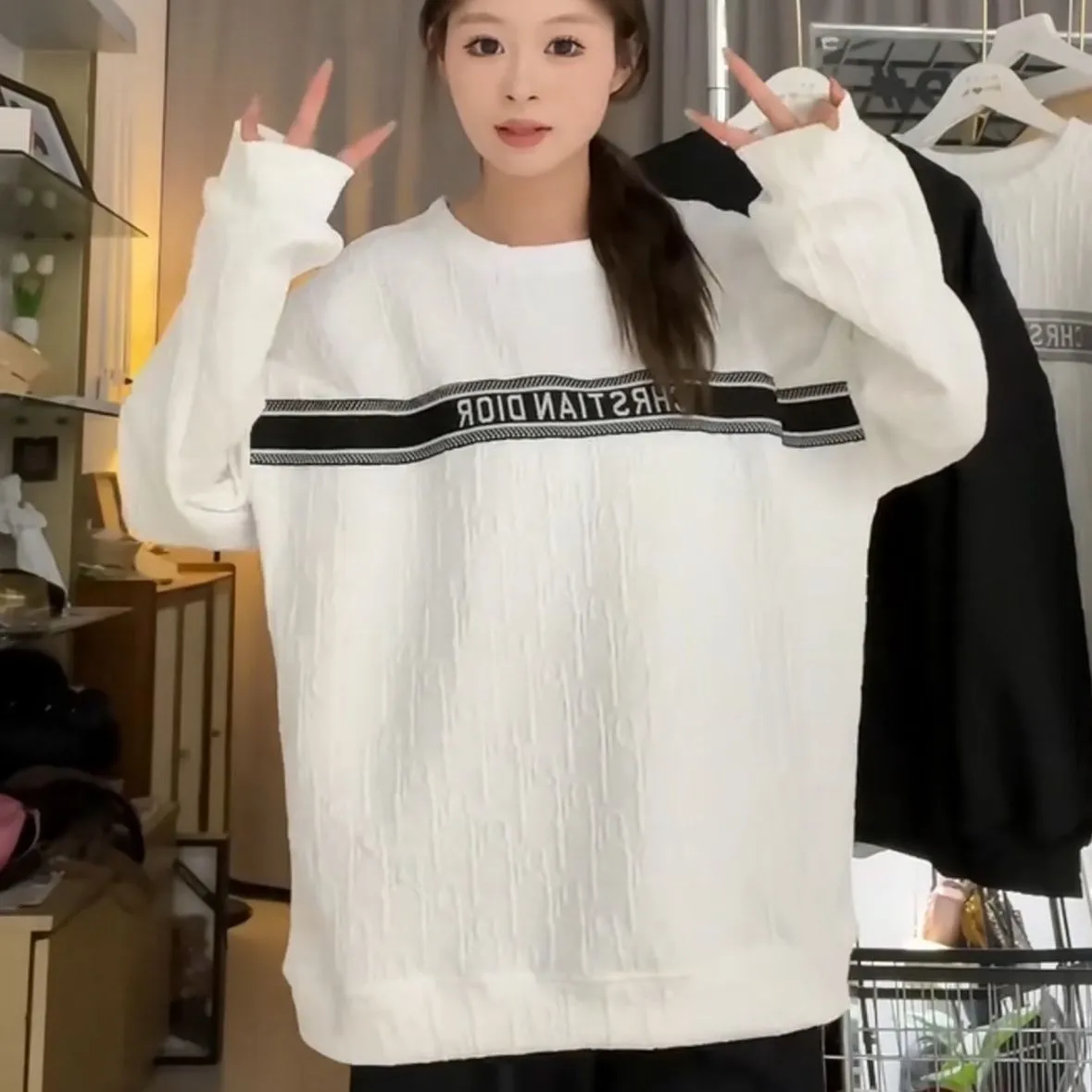 着瘦せ 大活躍 気質いい 超人気商品 オーバーサイズ シンプル カジュアル 春秋 長袖 トレーナー