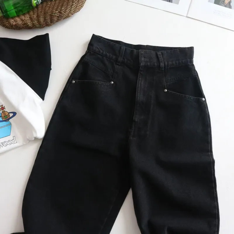 『M-2XL』絶対流行 合わせやすい 着瘦せレトロ ハイウエストストレートジーンズ