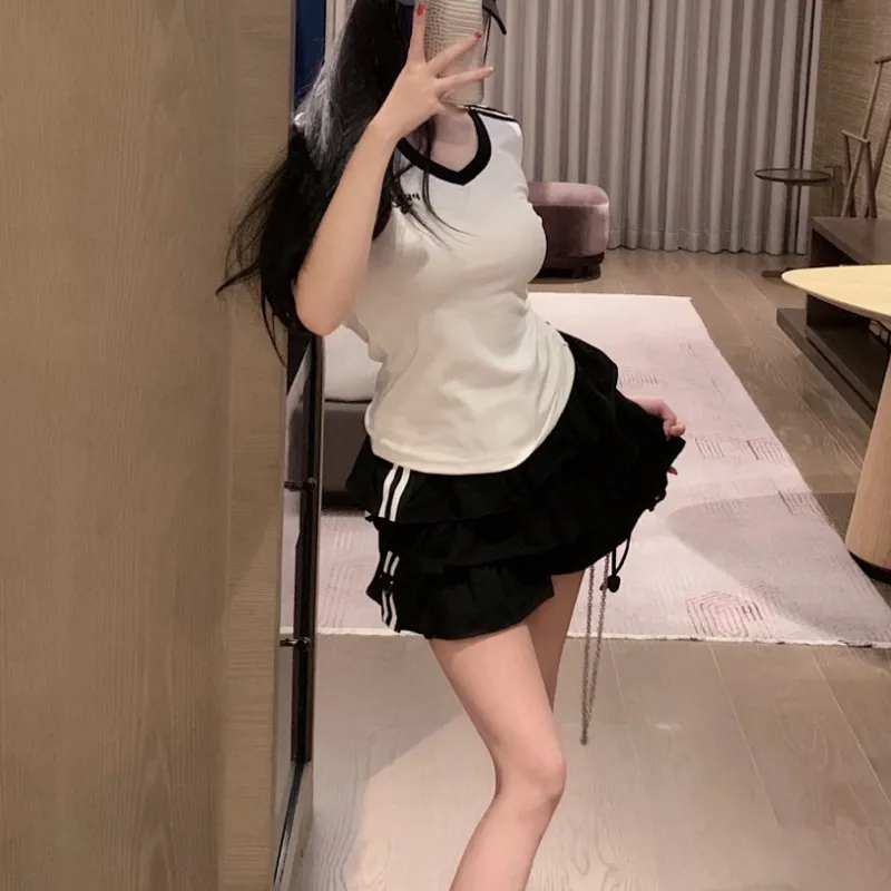 『S-L』単品注文 トレンド 高品質 エレガントガーリッシュ可愛い 若見え 繊細 Ｔシャツ スカート
