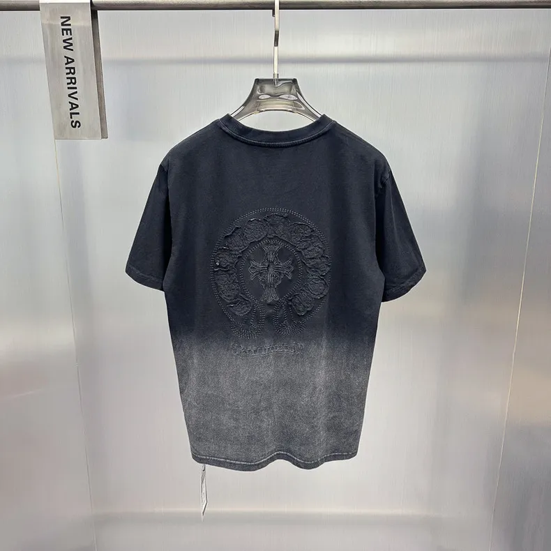 『S-2XL』夏 シンプル ウォッシュ ルーズ パッチ 刺繍 半袖 クロス クルーネック Tシャツ