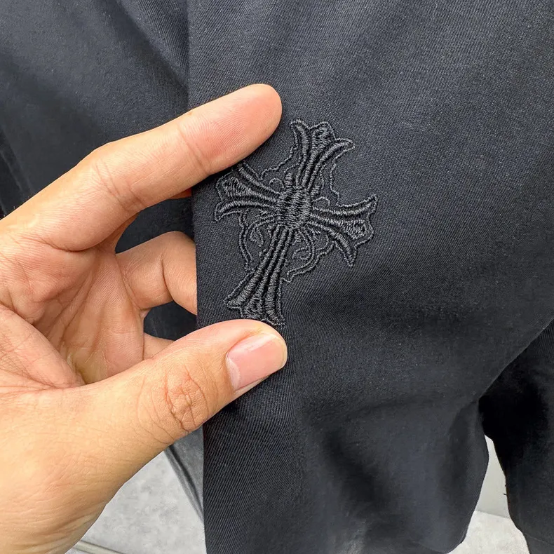 『S-2XL』夏 シンプル ウォッシュ ルーズ パッチ 刺繍 半袖 クロス クルーネック Tシャツ