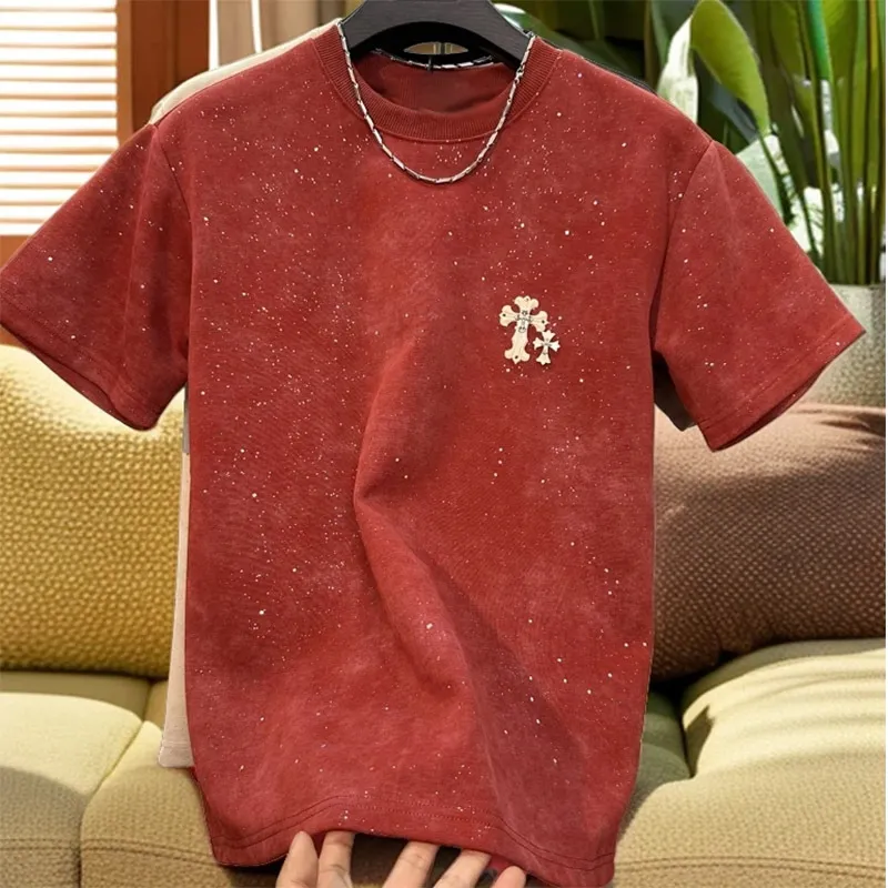 『M-4XL』新作 スター おしゃれ クルーネック クロス カジュアル トップス スリム 半袖 メンズ Tシャツ