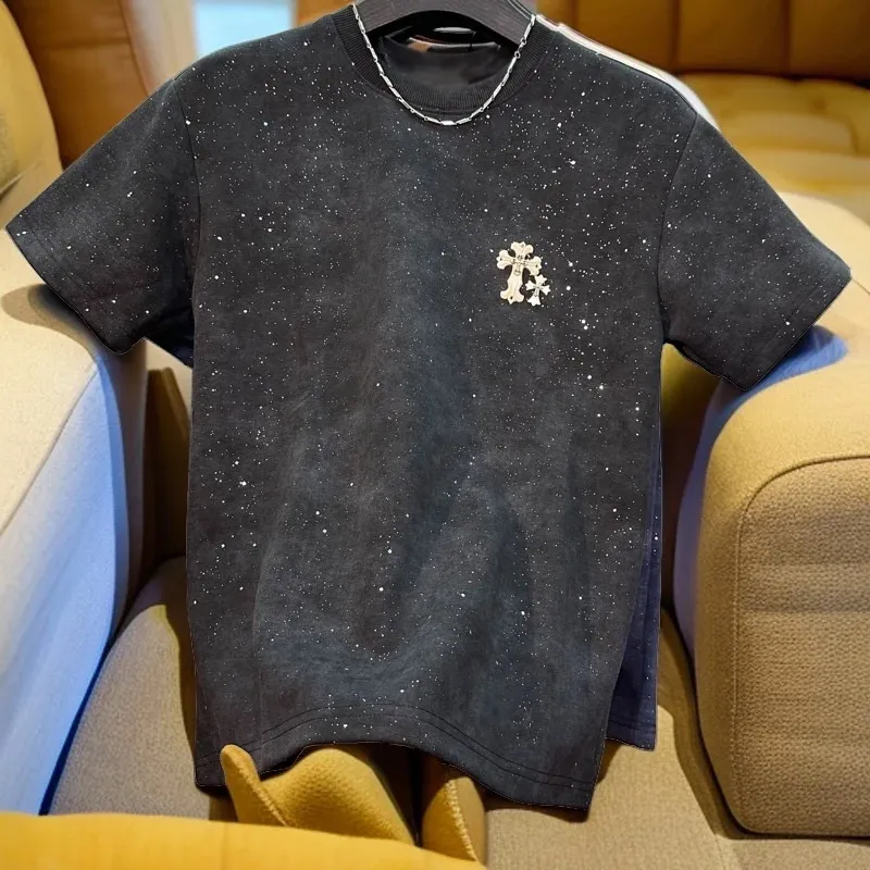『M-4XL』新作 スター おしゃれ クルーネック クロス カジュアル トップス スリム 半袖 メンズ Tシャツ