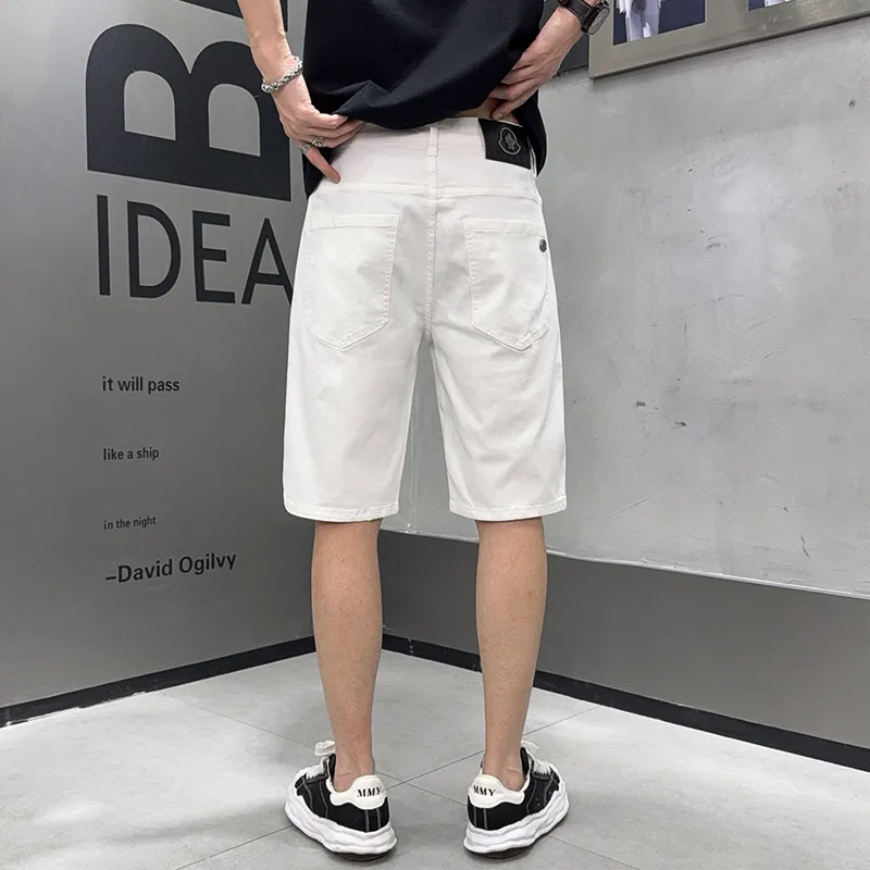 『S-2XL』綿ストレッチデニム クラシック 夏 ウォッシュ メンズ クロップド ストレート ジーンズ