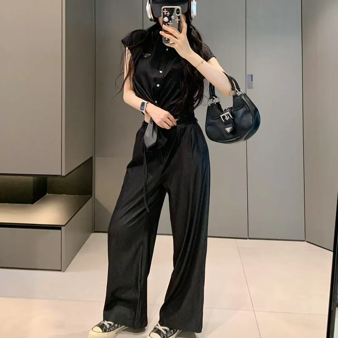 『S-L』ベルト ストラップ ウエストシェイプ スリム ノースリーブシャツ パンツ セットアップ