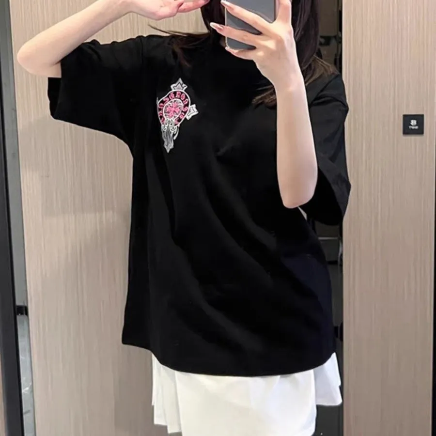 『S-4XL』夏 新作 サンスクリット クロス プリント ルーズ カジュアル オーバーサイズ トップス 半袖 Tシャツ